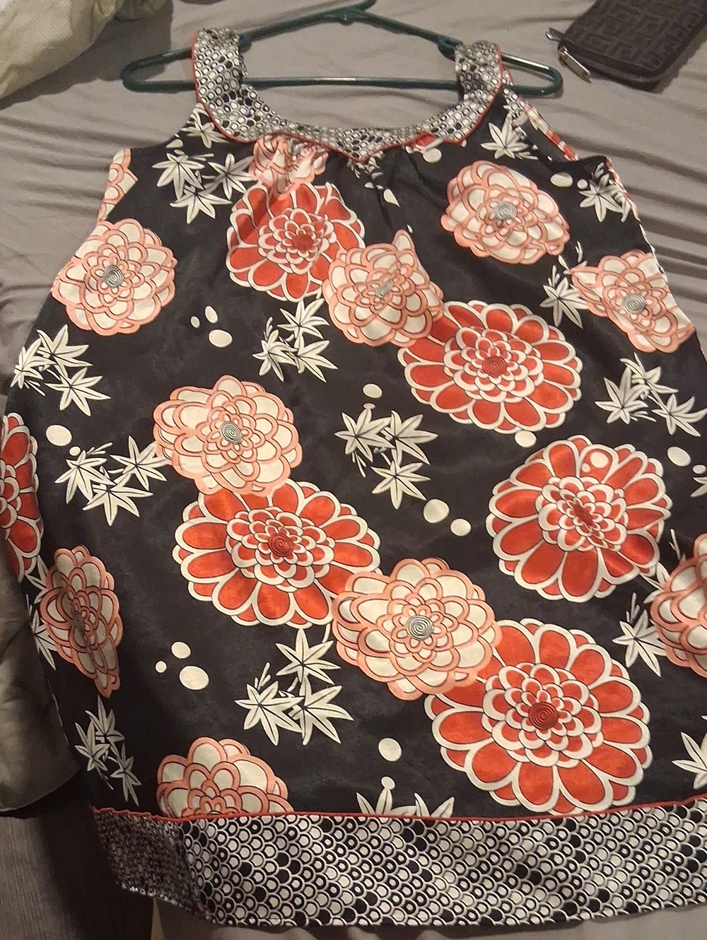 jonathan martin Black Tank Dress with Coral and Cream Floral Print